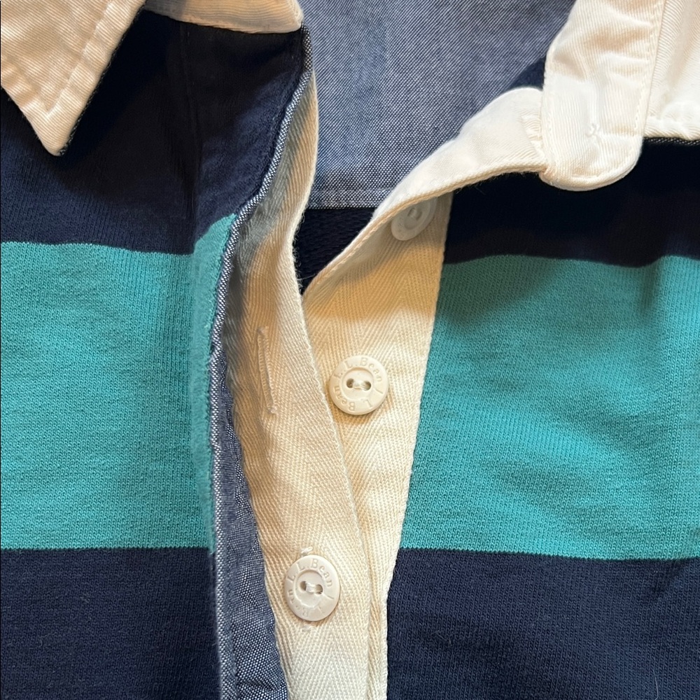 L.L. Bean Women’s Rugby Shirt - Teal and Navy - Picture 4 of 6